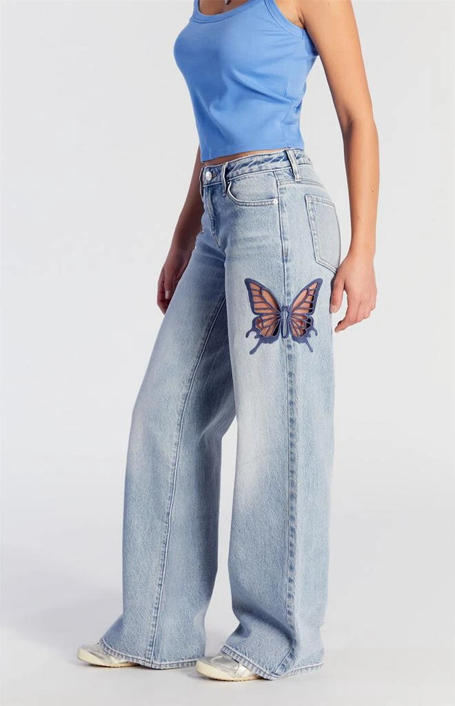PacSun Casey Low Rise Baggy Jeans Butterfly Applique 4