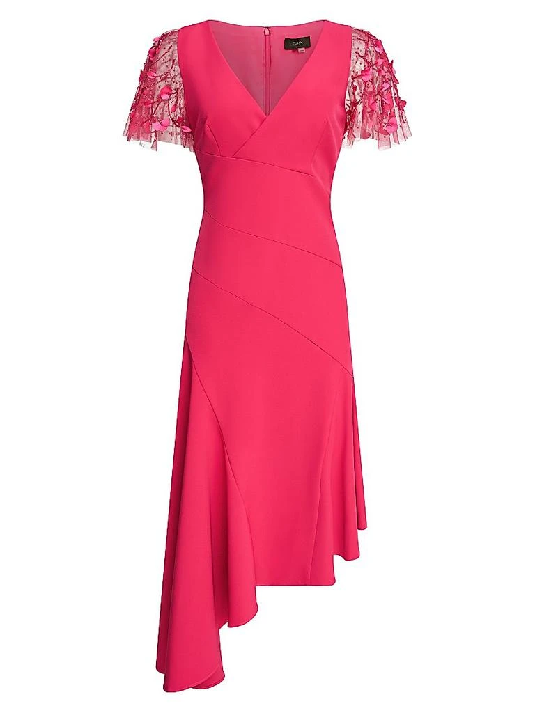 Theia Jazlyn Embroidered Flutter-Sleeve Cocktail Dress 1