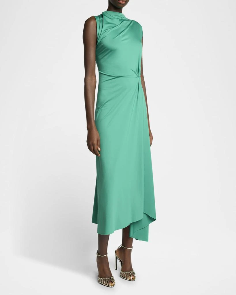 Victoria Beckham Twisted Knot Asymmetric Drape Midi Dress 4