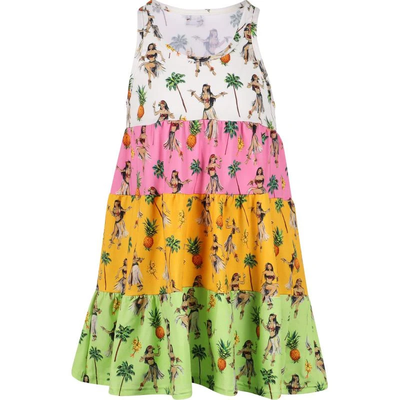 BANANA MOON Hawaiian print colorful stripes beach dress 1