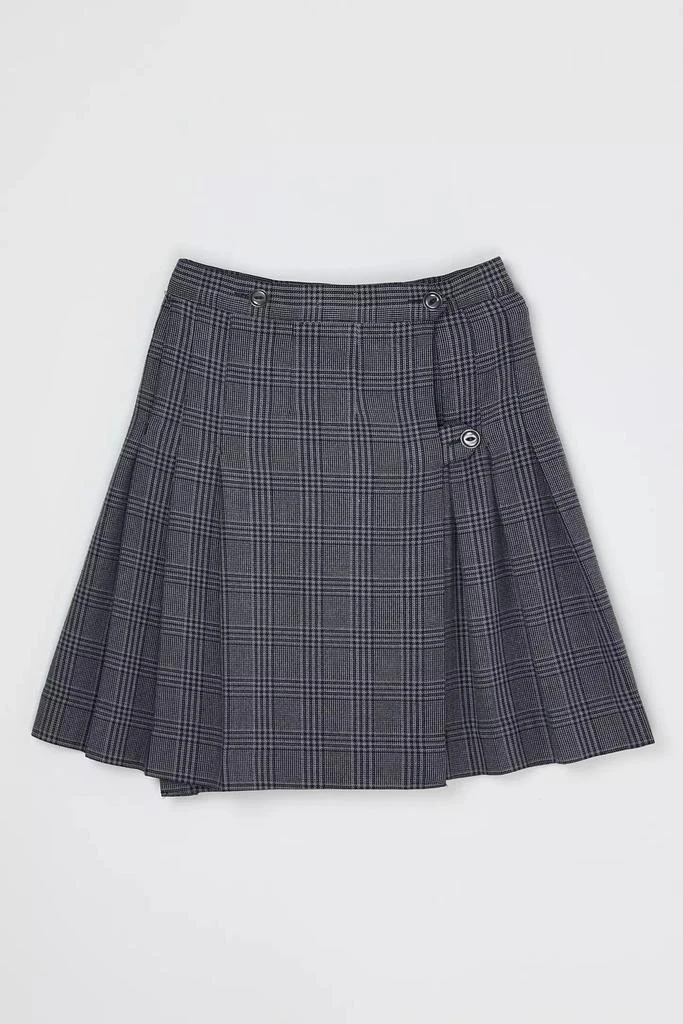 Shop Vintage 90s Dark Grey Plaid Wrap Mini Skirt on Sale at