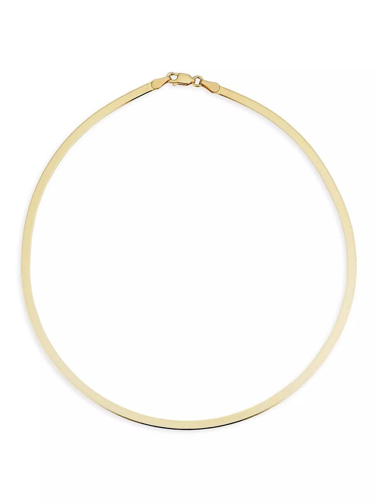 Oradina 14K Yellow Solid Gold Park Avenue Bold Herringbone Choker 1