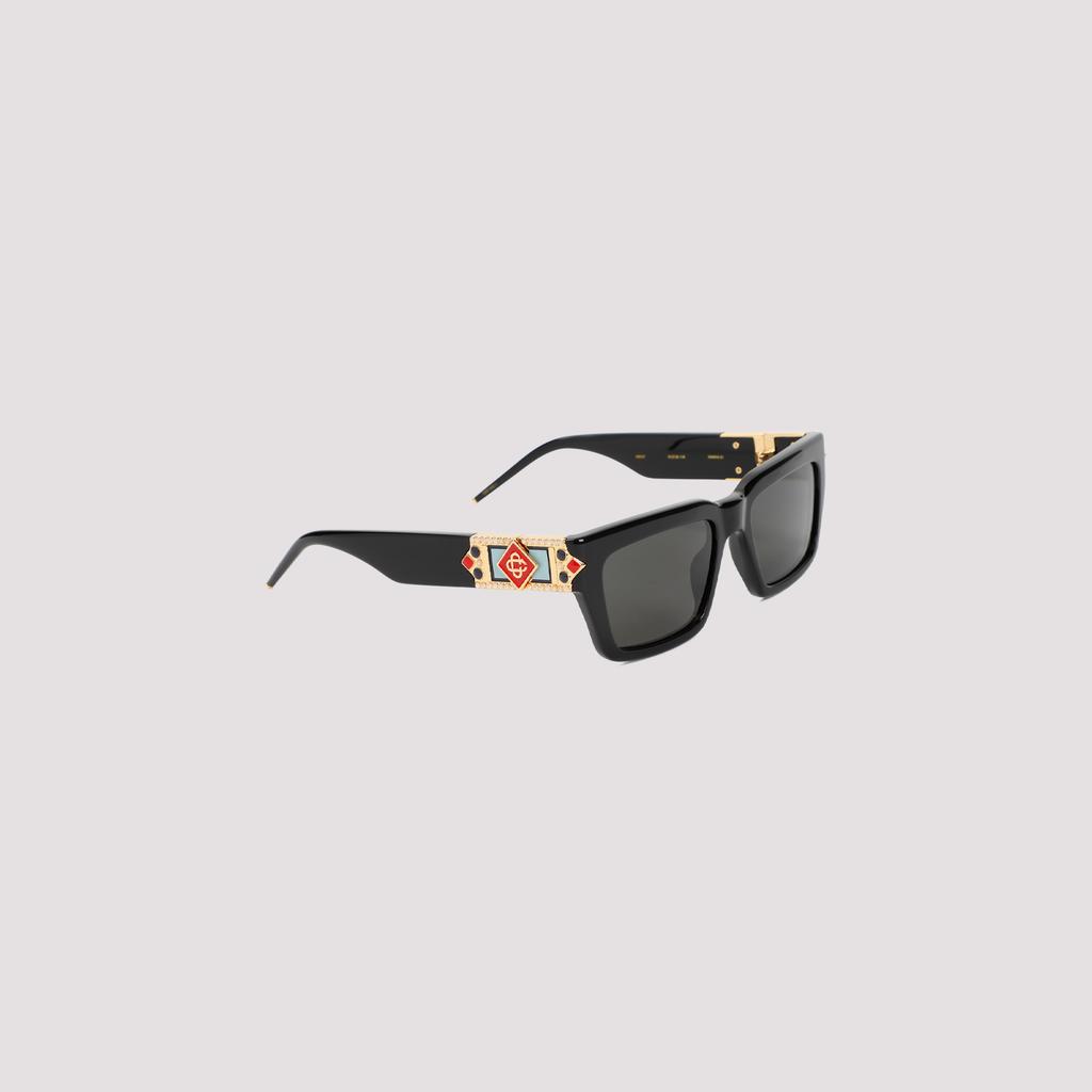サングラス Casablanca Wave Sunglasses - Casablanca - Acetate - Black Acetate & Metal Wave Oval Sunglasses in Creme/Solid Green – SVRN