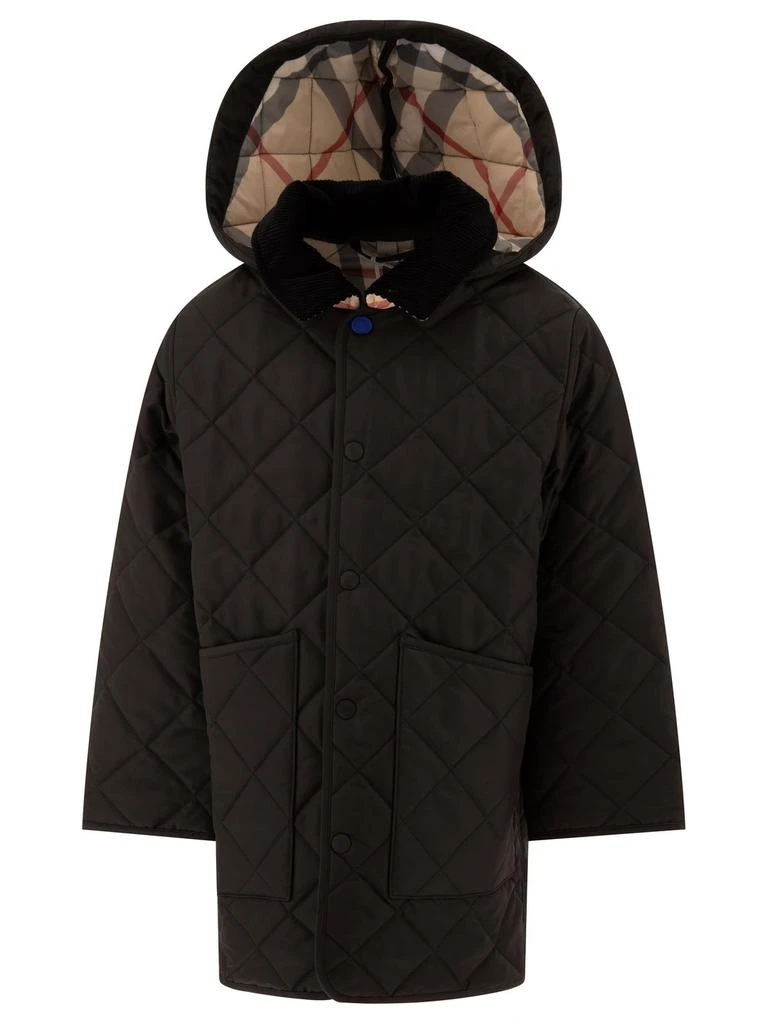Burberry Burberry Kids Corduroy-Collar Quilted Hooded Jacket
