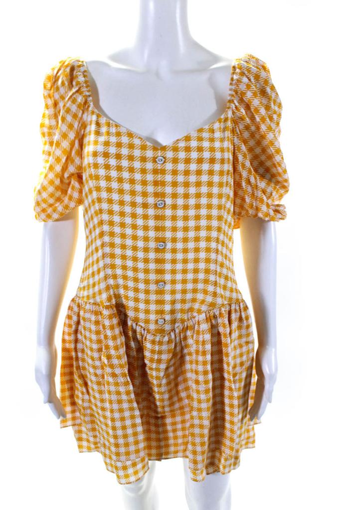 CAROLINE CONSTAS Womens Quinn Dress Yellow Gingham