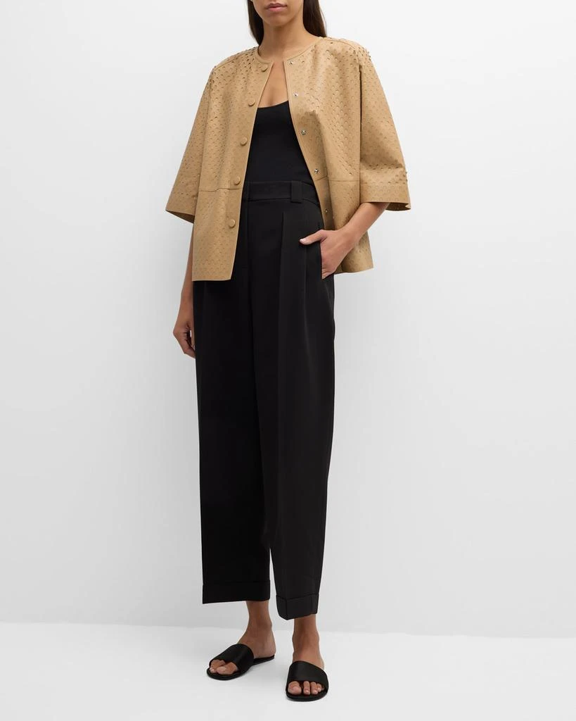 Lafayette 148 New York Perforated Nappa Leather Jacket 3