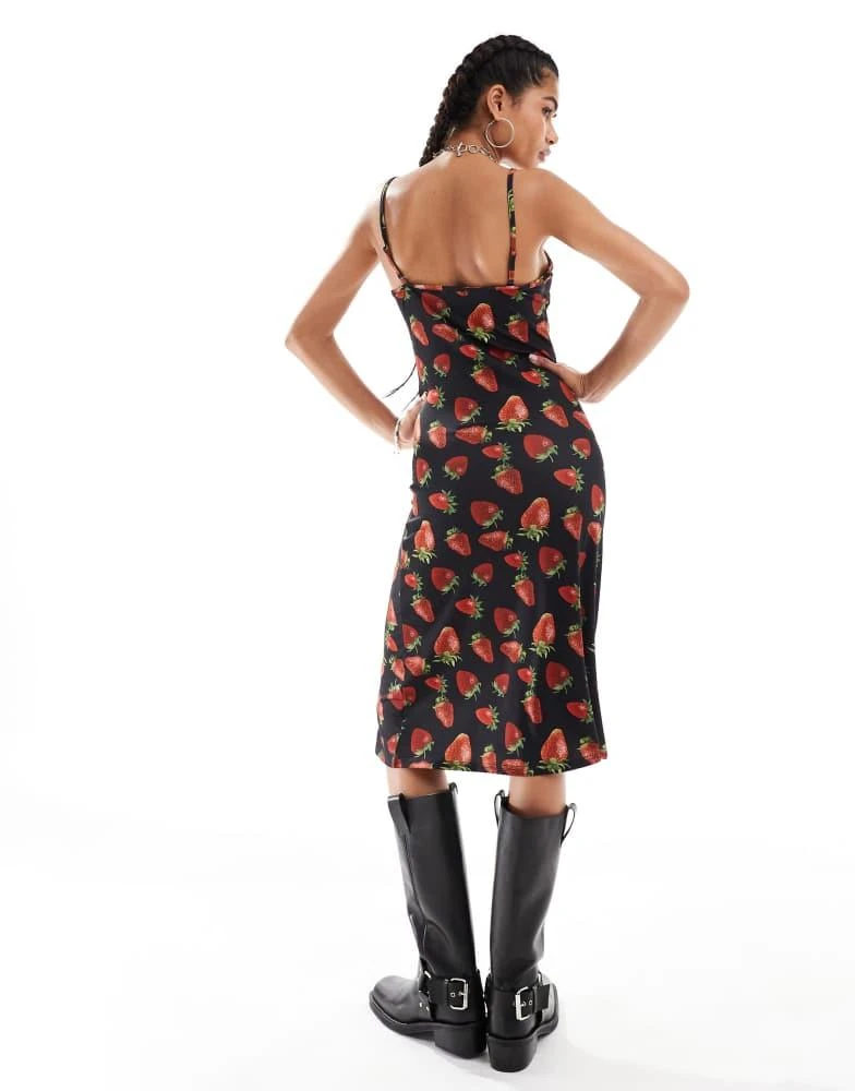 minga Minga London cami midi dress with strawberries print in black 4