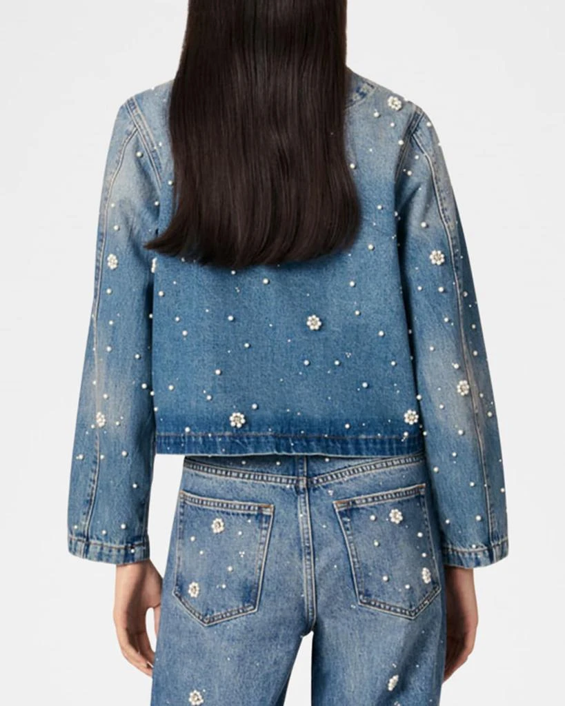 Maje Berla Embellished Faded Denim Jacket 3