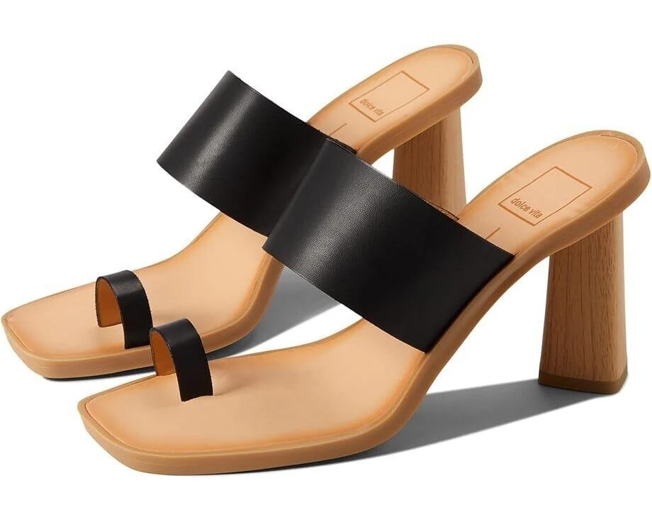 Dolce Vita Frans Slide Women's 6 M Black Stella Leather Toe Loop Sandals KHD320 1