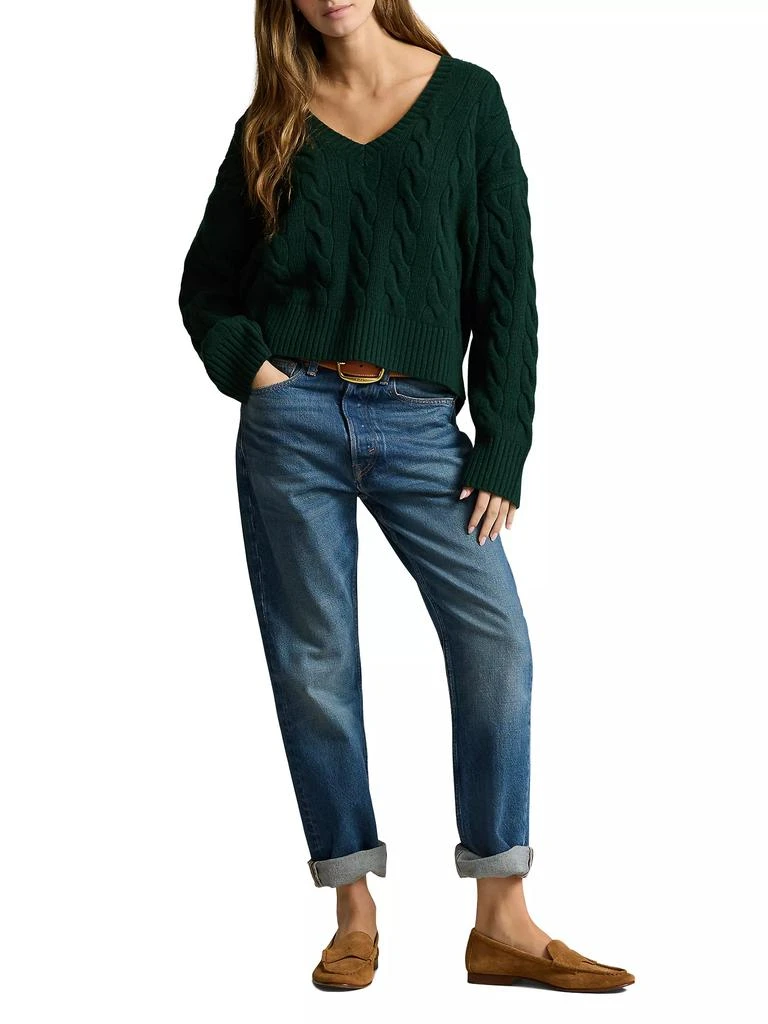 Ralph Lauren Wool-Cashmere Cable-Knit V-Neck Sweater 2