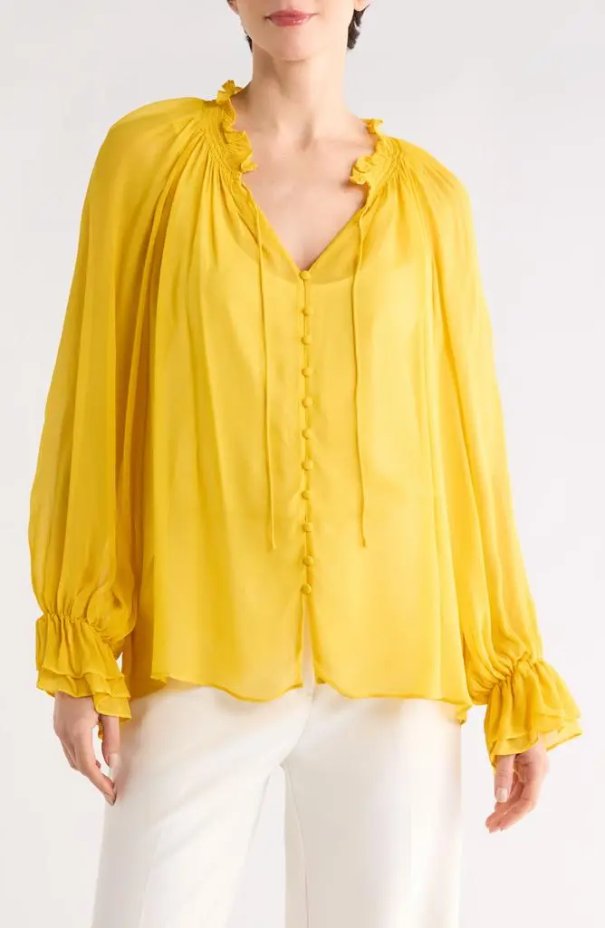 Alice + Olivia Josephine Tie Neck Top