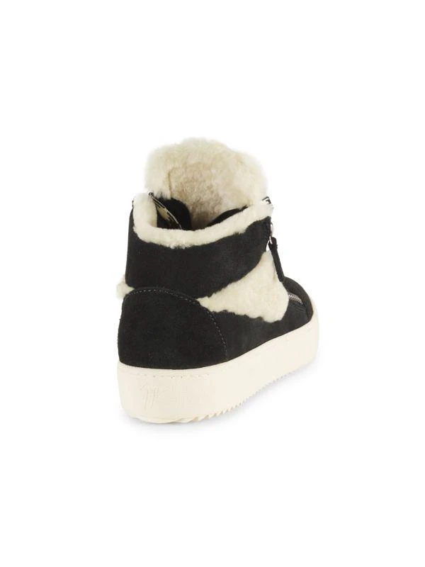 Giuseppe Zanotti Shearling & Suede Mid-Top Sneakers 3