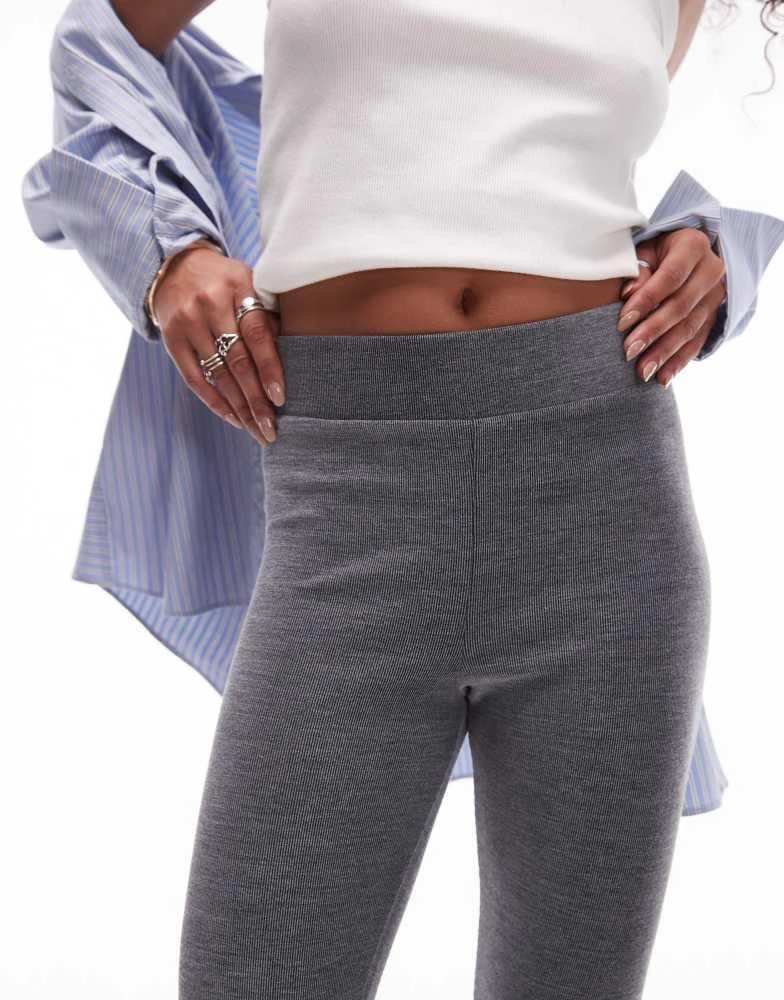 Topshop Topshop brushed rib legging in grey marl 2