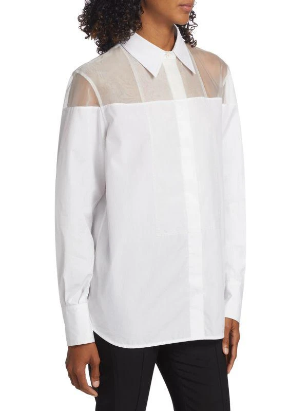 Helmut Lang Poplin Cotton Sheer Yoke Tuxedo Shirt 3