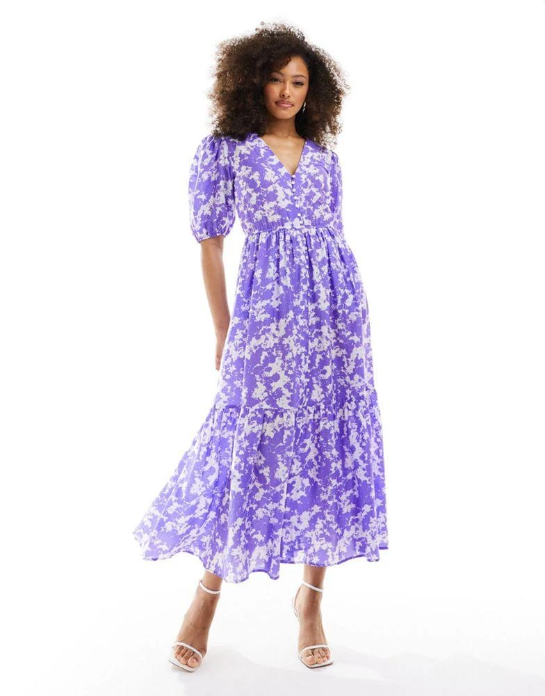 & Other Stories & Other Stories tiered volume maxi dress in pastel violet marble 1