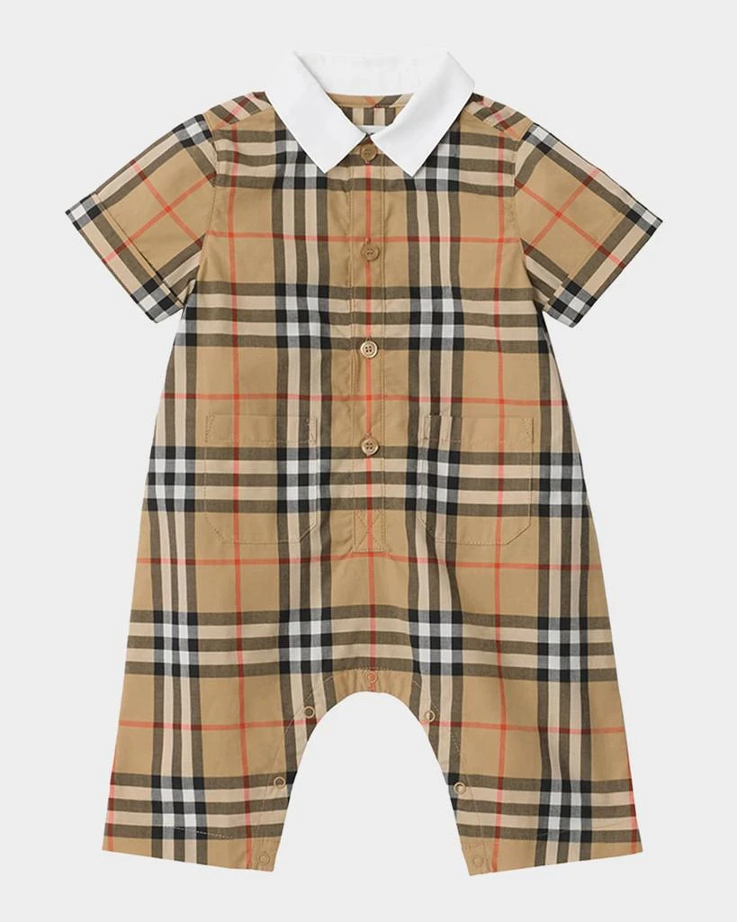 Burberry Boy
s Check Cotton Playsuit, Size 1M-18M