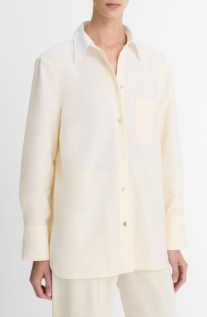 Vince Contrast Collar Oxford Button-Up Shirt
