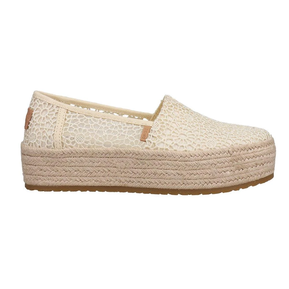TOMS Valencia Floral Crochet Platform Espadrille Slip On Flats 1