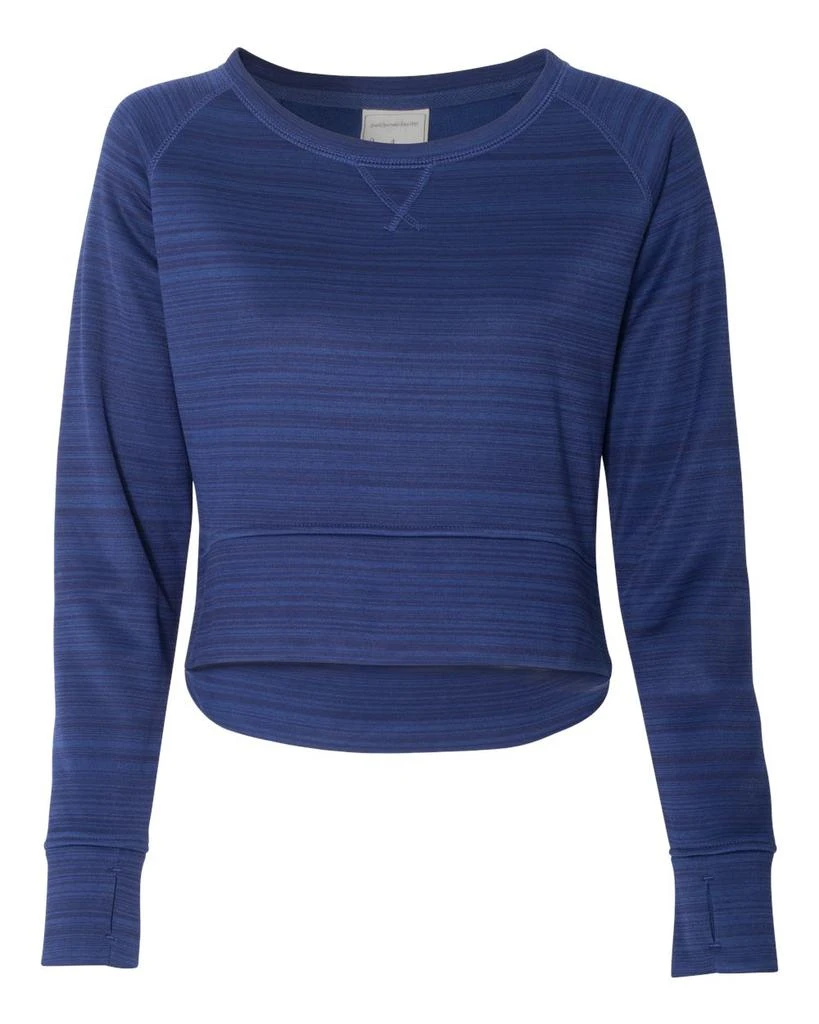 J America Women's Odyssey Striped Performance Fleece Hi-Low Crewneck Sweatshirt 6