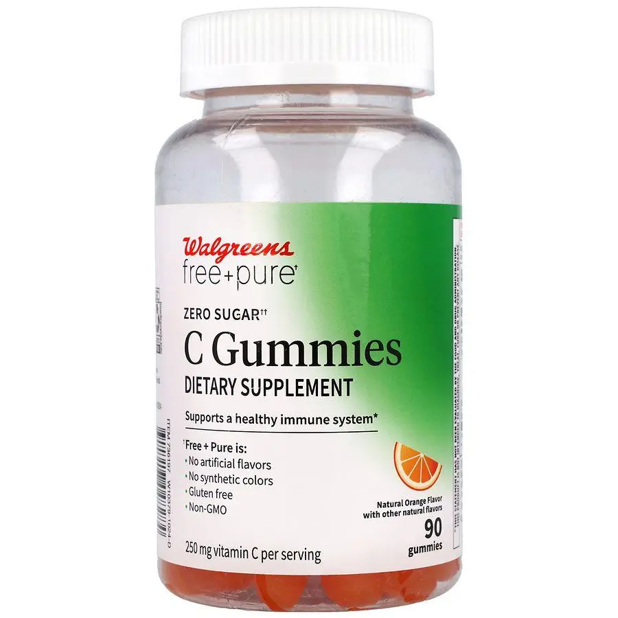 Walgreens Free & Pure C 250 mg Gummies Natural Orange
