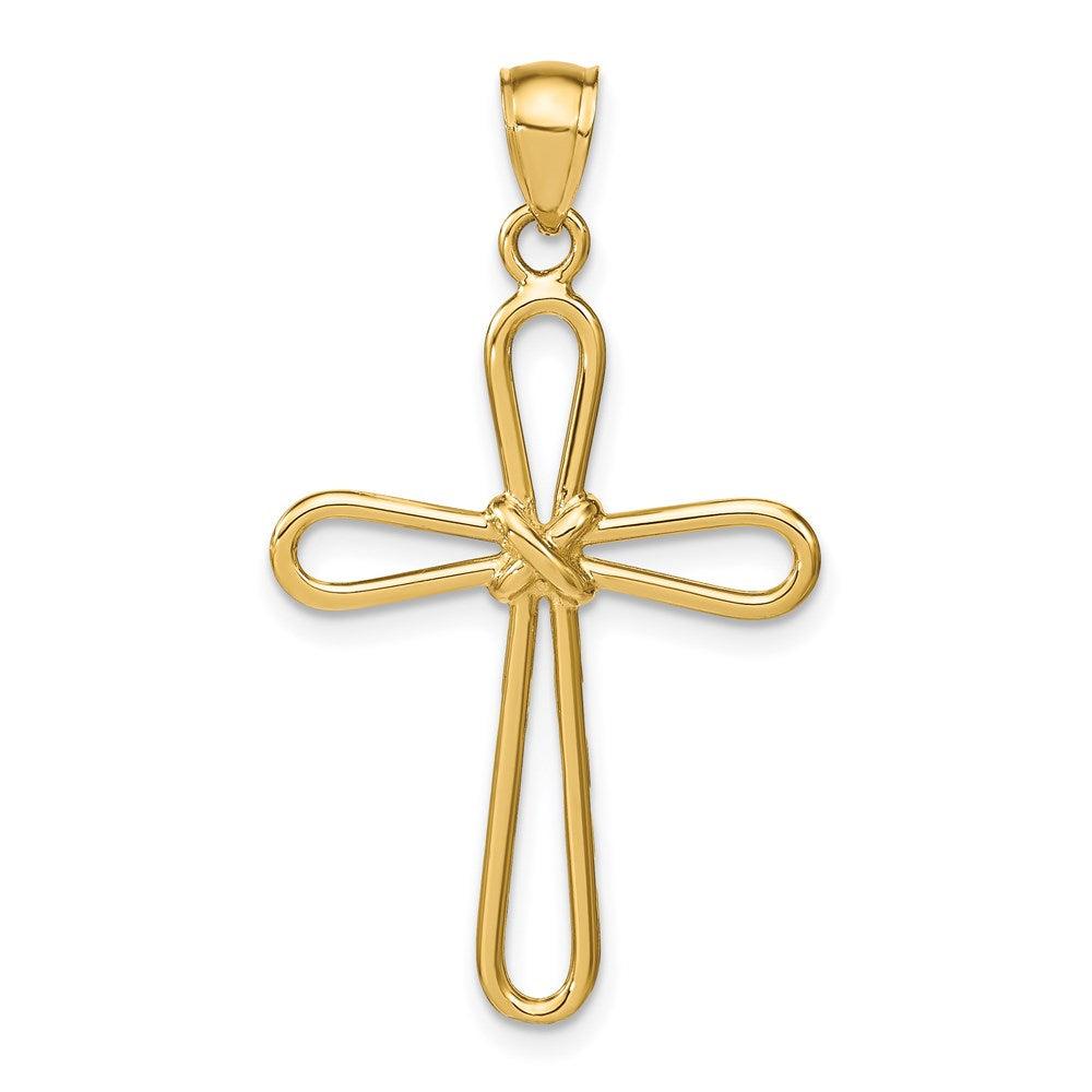 Diamond2Deal 14k Yellow Gold Polished Rounded Cross -X- Center Pendant