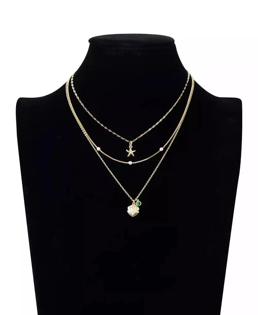 Unwritten Cubic Zirconia Sea Life Pendant Layered Necklace Set 3