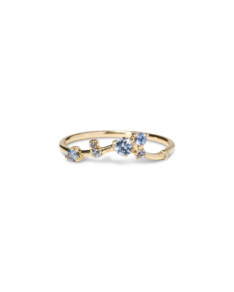 WWAKE 14K Yellow Gold Sapphire 
Diamond Triangle Ring 1