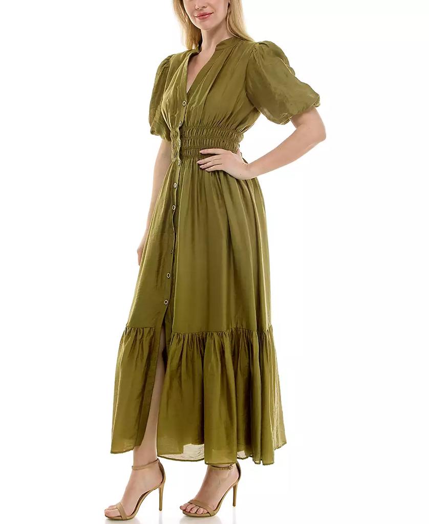 Taylor Women's Split-Neck Puff-Sleeve Fit & Flare Dress