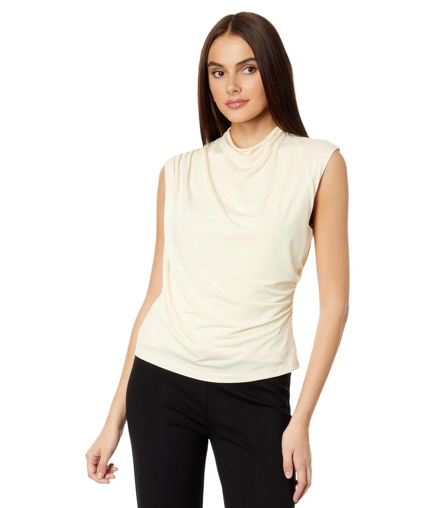 Elliott Lauren Top Notch Draped Sleeveless Top w/ Zipper Detail 1