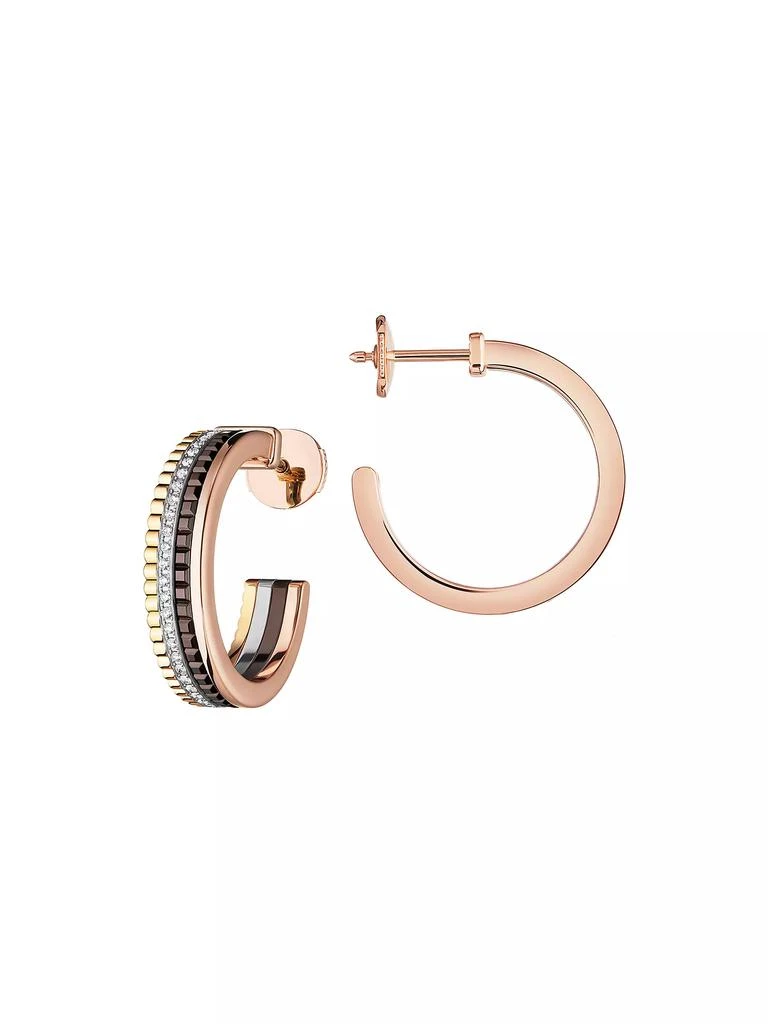 Boucheron Quatre Classique Tri-Tone 18K Gold & 0.28 TCW Diamond Hoop Earrings 3