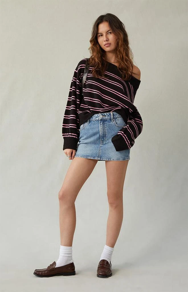 PacSun Bella Stretch Medium Indigo Mid Rise Denim Mini Skirt 1