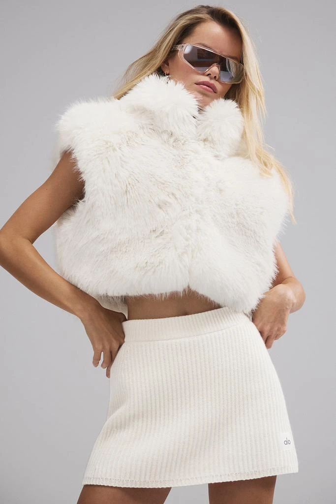 Alo Opulent Faux Fur Cropped Vest - Ivory 1