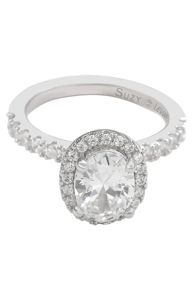 Suzy Levian Sterling Silver Oval Cubic Zirconia Ring 1