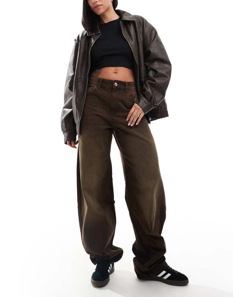 Bershka Bershka ultra wide leg jeans in brown 1