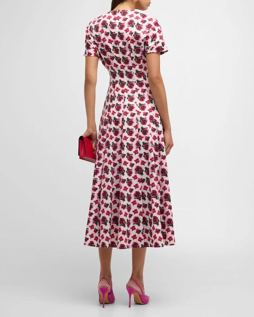 Jonathan Cohen Floral Pleated V-Neck Midi Dress 6