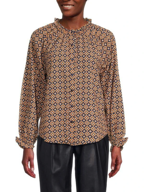 Bobeau Geometric Button Down Shirt 1