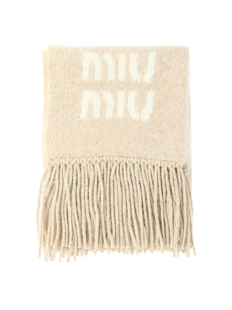 Shop Miu Miu Scarf With Contrasting Logo on Sale at
