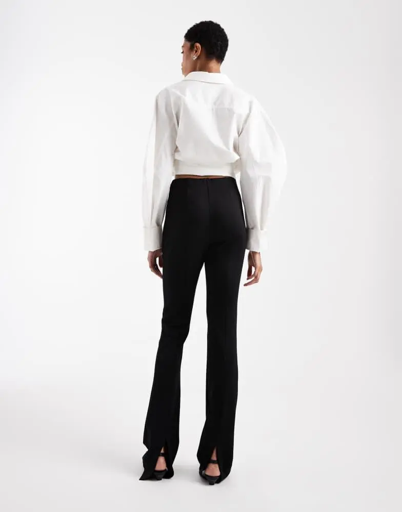 ASOS ASOS DESIGN Tall tailored skinny ponte trousers with split in black 5