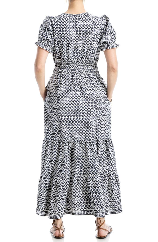 Max Studio Puff Sleeve Tie Maxi Dress