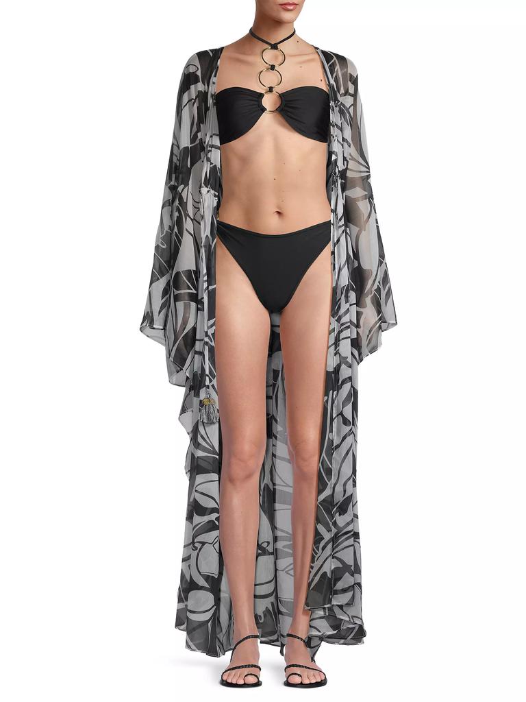 Ramy Brook Austin Palm-Print Caftan Cover-Up Dress