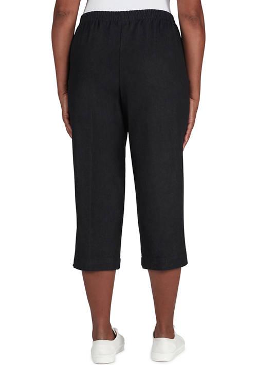 Alfred Dunner Dunner Womens Classics Flat Front Denim Capris