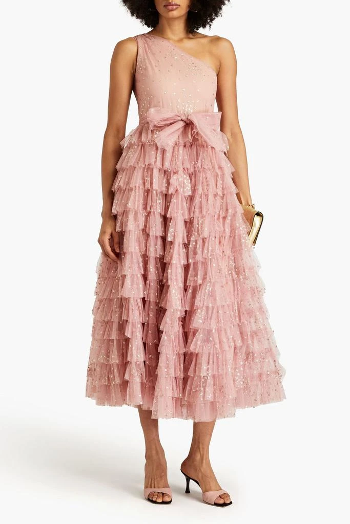 a line princess tulle dress A-Line Halter Tulle Backless Long Split Front Prom Dress with Applique –  27dress main image 1