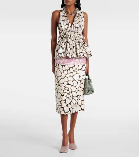 Dries Van Noten Printed halterneck silk twill top 2