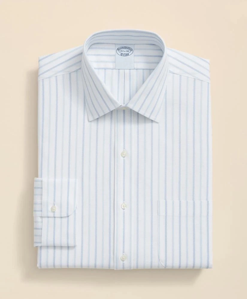 Brooks Brothers Stretch Supima® Cotton Non-Iron Royal Oxford Ainsley Collar, Alternating Stripe Dress Shirt 3