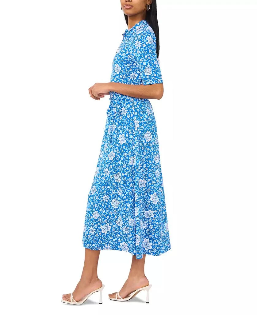 MSK Women's Floral-Print Belted Zippered Midi Dress 3