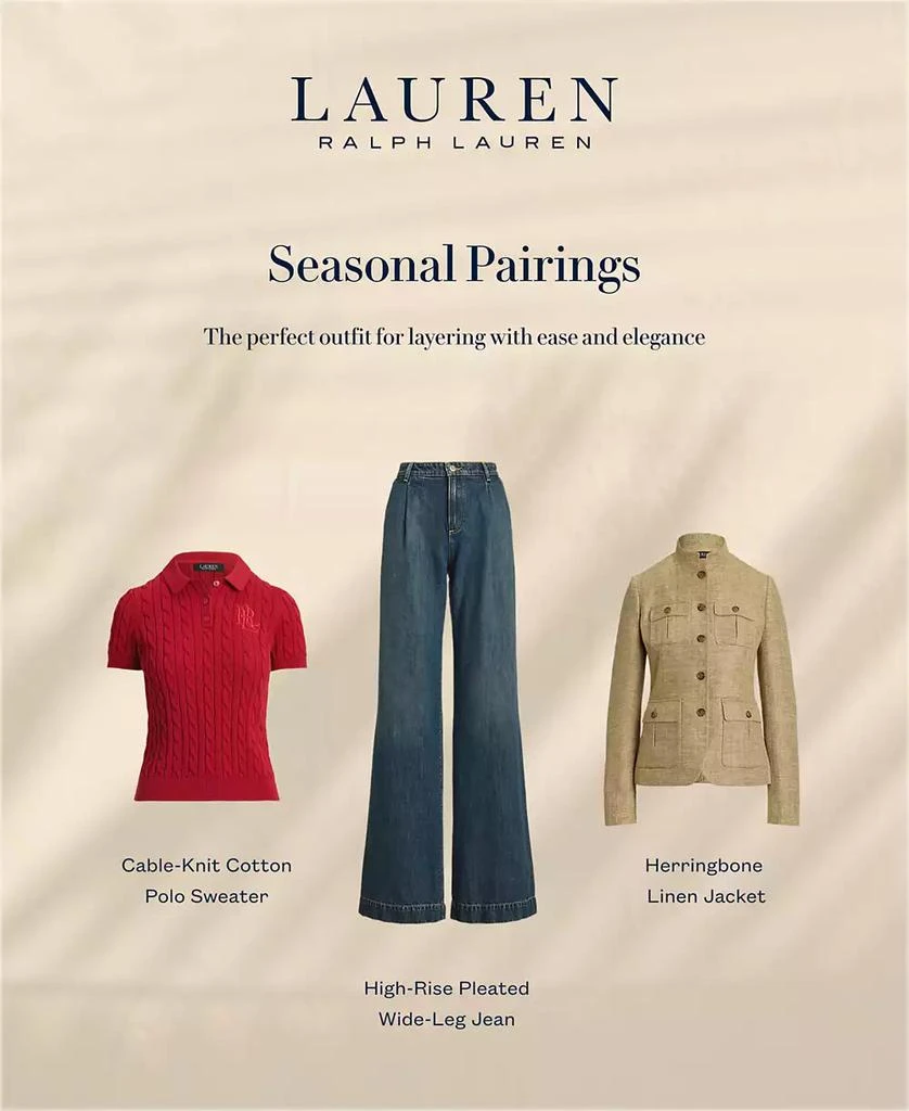 Ralph Lauren Women's High-Rise Pleated Wide-Leg Jeans 7