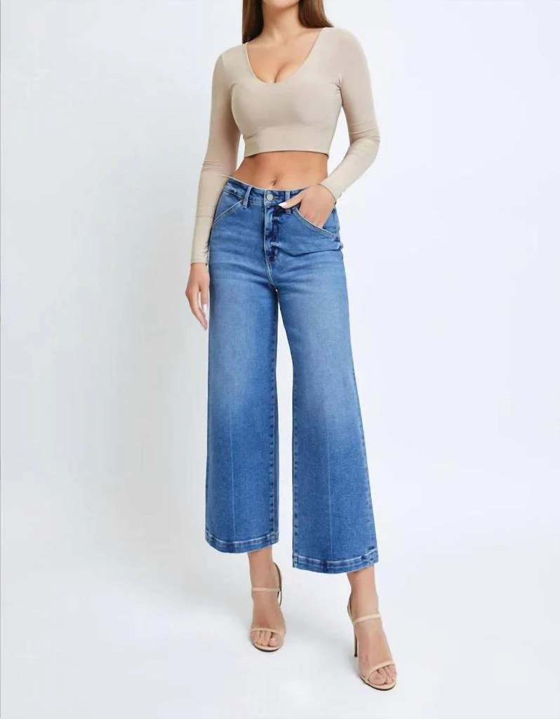 HIDDEN Hidden - Women
s Nori Cropped Wide Leg Trouser Jeans 4