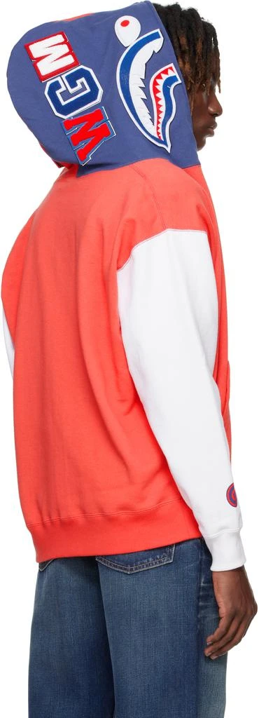 Bape Red & White Japan Shark Full Zip Hoodie 3