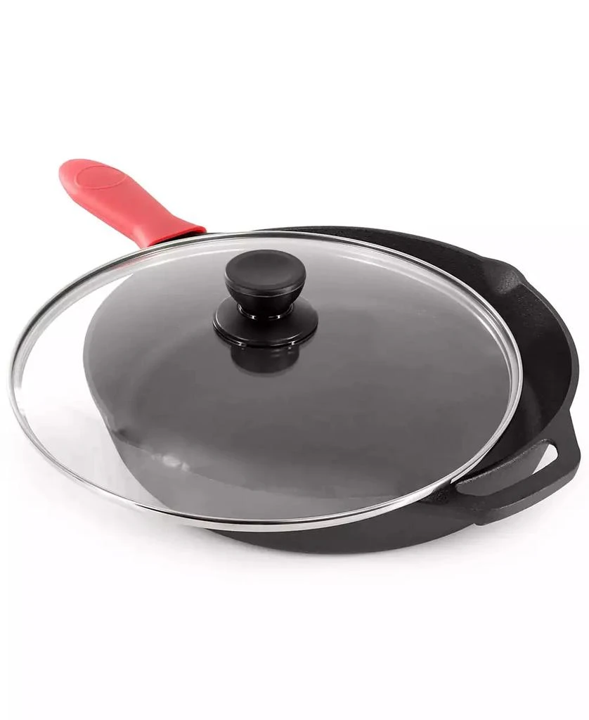 MegaChef 12 Inch Pre-Seasoned Cast Iron Skillet with Tempered Glass Lid 2