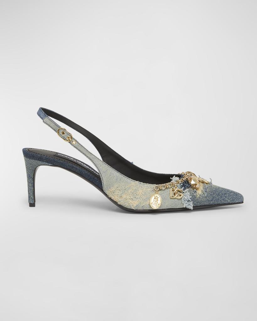 Dolce&Gabbana Denim Charms Slingback Pumps